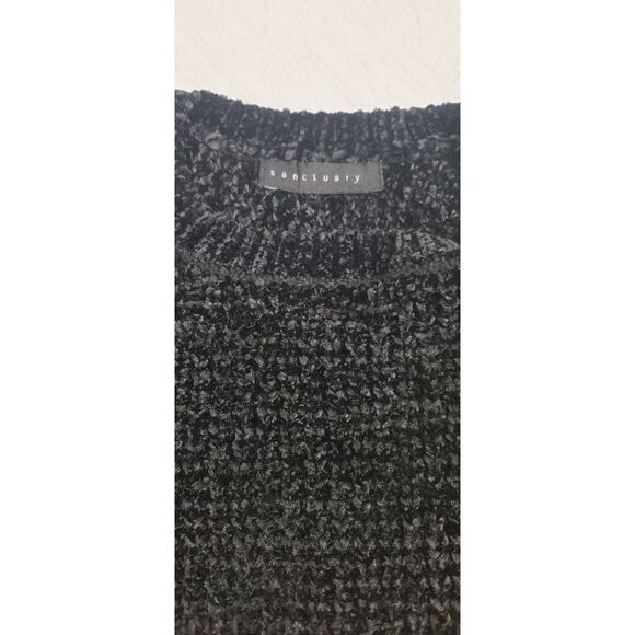 Sanctuary fuzzy chunky loose knit black sweater women's Size LG goth office emo - Picture 6 of 8